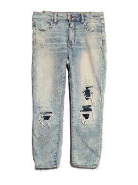 American Eagle Women's sz 8 Super Super Stretch Distressed Cropped Jegging